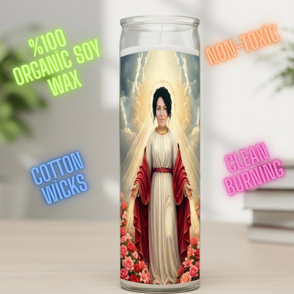 Custom Photo Prayer Candle : Virgin Mary Personalized, Organic Soy Wax,Funny